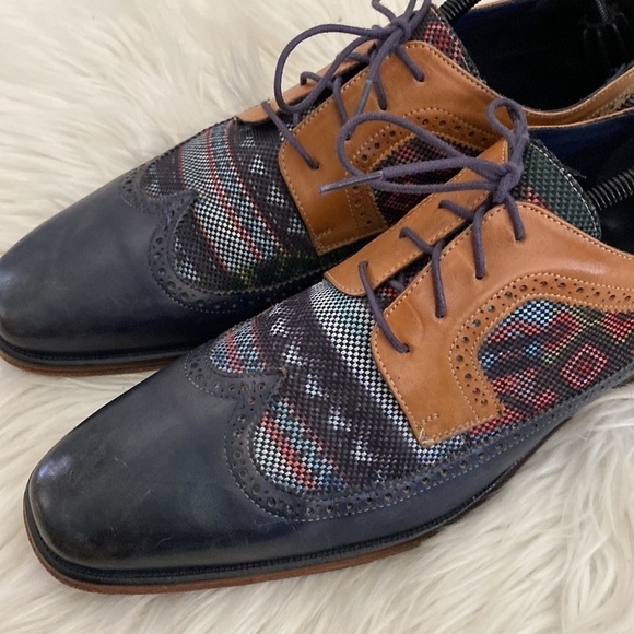 Messico wingtip navy blue South American dress shoes/oxfords - Picture 5 of 10